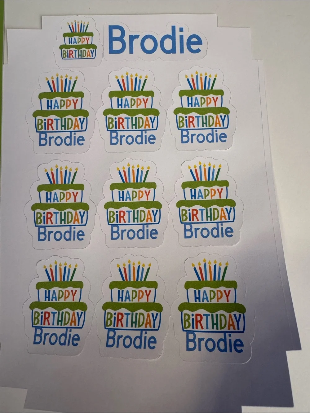 Personalized Happy Birthday Cake Sticker - 3 sheets - Multicolor